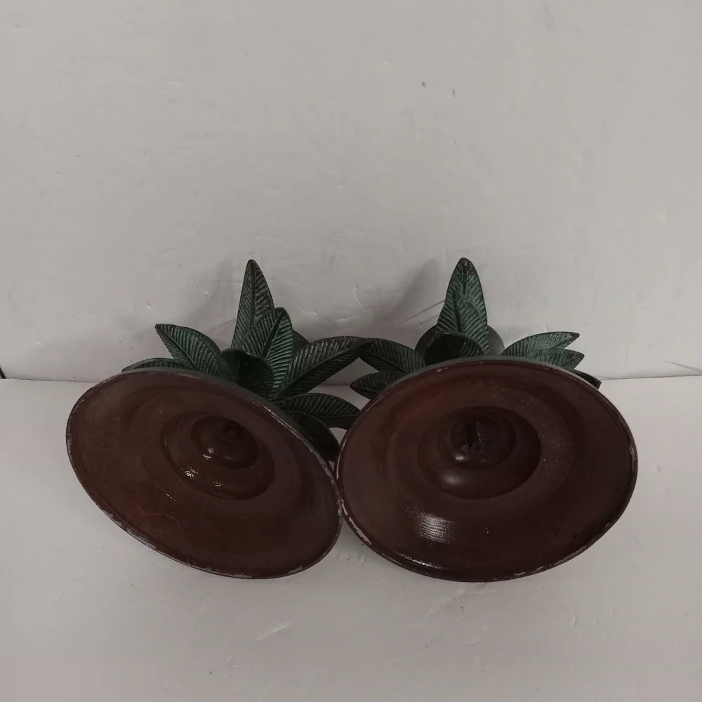 2 Pair Vintage/Antique Brass/Copper PALM TREE Candle Holder